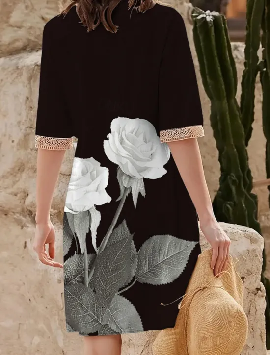 Sale Women's Long Dress Maxi Dress Casual Dress A Line Dress Floral Dress Summer Dress Stylish Casual Vacation Daily Date Regular Fit Floral Short Sleeve V Neck White Red Blue Summer Spring Women Floral Dresses|Spring Dresses