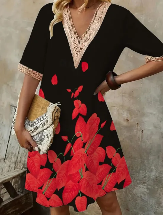 Sale Women's Long Dress Maxi Dress Casual Dress A Line Dress Floral Dress Summer Dress Stylish Casual Vacation Daily Date Regular Fit Floral Short Sleeve V Neck White Red Blue Summer Spring Women Floral Dresses|Spring Dresses