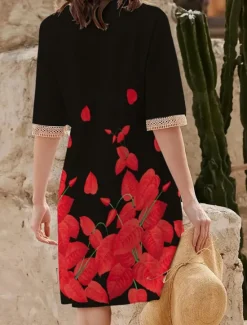 Sale Women's Long Dress Maxi Dress Casual Dress A Line Dress Floral Dress Summer Dress Stylish Casual Vacation Daily Date Regular Fit Floral Short Sleeve V Neck White Red Blue Summer Spring Women Floral Dresses|Spring Dresses