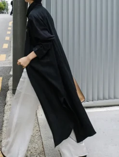 Online Women's Long Dress Maxi Dress Linen-Inspired Dresses Shirt Dress Casual Dress Cotton Linen Dress Stylish Casual Vacation Daily Date Regular Fit Plain Long Sleeve Lapel Black Navy Blue Apricot Summer Women Dresses