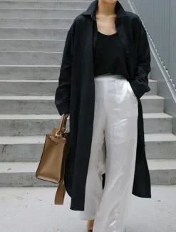 Online Women's Long Dress Maxi Dress Linen-Inspired Dresses Shirt Dress Casual Dress Cotton Linen Dress Stylish Casual Vacation Daily Date Regular Fit Plain Long Sleeve Lapel Black Navy Blue Apricot Summer Women Dresses