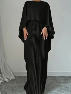 New Women's Long Dress Maxi Dress Casual Dress Fashion Batwing Sleeve Outdoor Party Holiday Regular Fit Plain Long Sleeve Crew Neck Black Red Beige Summer Women Work Dresses