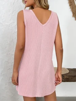 New Women's Long Dress Maxi Dress Casual Dress Tank Dress Stylish Casual Vacation Casual Daily Regular Fit Plain Sleeveless V Neck Pink Dark Gray Gray Summer Spring Women Sundresses