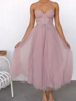 Discount Women's Long Dress Maxi Dress Casual Dress Cocktail Dress Wedding Guest Dress Chiffon Dress Fashion Outdoor Party Holiday Regular Fit Plain Sleeveless V Neck Black Pink Brown Summer Women Cocktail Dress