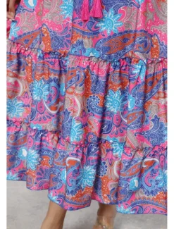 Sale Women's Long Skirt Bohemia Boho Long Maxi High Waist Skirts Graphic Color Block Patchwork Print Micro-elastic Holiday Beach Summer Polyester Women Skirts