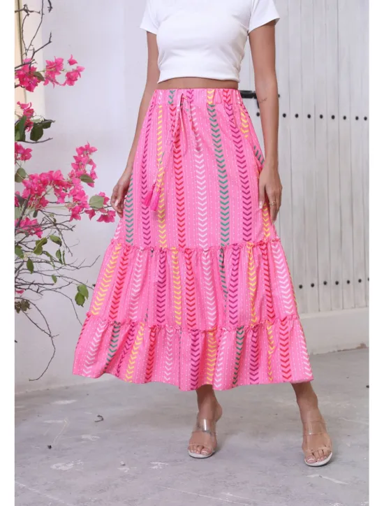 New Women's Long Skirt Bohemia Boho Long Maxi High Waist Skirts Graphic Color Block Patchwork Print Micro-elastic Holiday Beach Summer Polyester Women Skirts