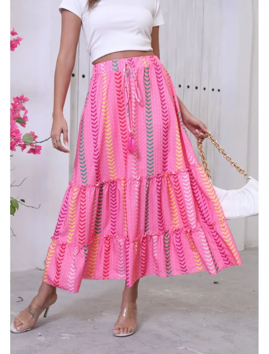 New Women's Long Skirt Bohemia Boho Long Maxi High Waist Skirts Graphic Color Block Patchwork Print Micro-elastic Holiday Beach Summer Polyester Women Skirts
