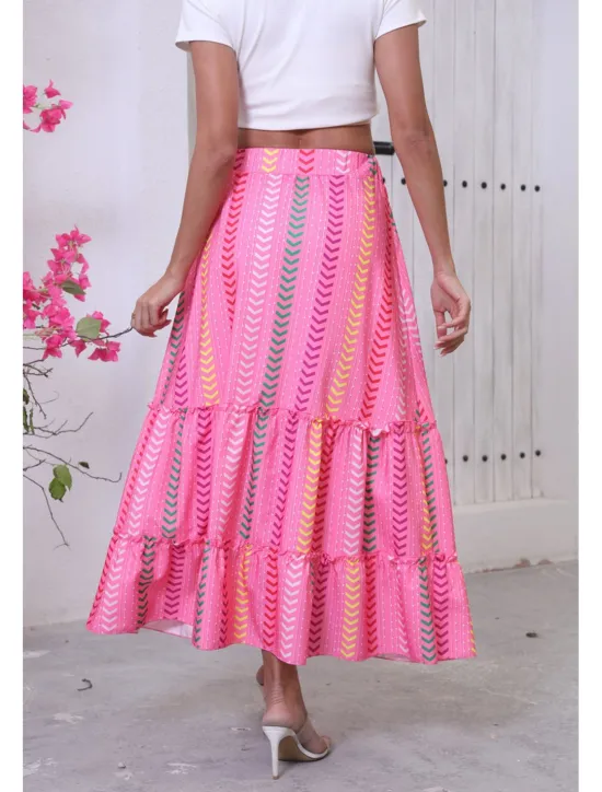 New Women's Long Skirt Bohemia Boho Long Maxi High Waist Skirts Graphic Color Block Patchwork Print Micro-elastic Holiday Beach Summer Polyester Women Skirts