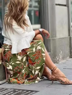 Discount Women's Long Skirt Maxi Skirts Patchwork Floral Graphic Vacation Street Summer Elegant Vintage Women Skirts