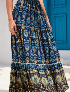 Outlet Women's Long Skirt Maxi Skirts Pleated Graphic Street Daily Spring Vintage Fashion Ethnic Navy Red Blue Women Skirts