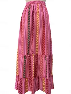 Online Women's Long Skirt Maxi Skirts Irregular Hem Graphic Vacation Beach Summer Bohemia Women Skirts
