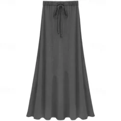Hot Women's Long Skirt Skirts Split Ends Solid Colored Daily Vacation Spring & Summer Cotton coastal grandma style Basic Casual Mermaid Black Grey Women Skirts