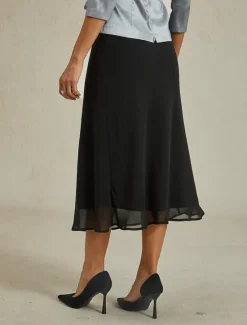 Women's Loose Elegant Midi High Waist Skirts Inelastic Summer Chiffon Women Skirts