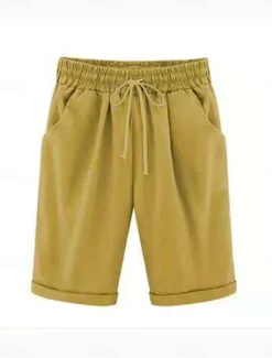 New Women's Lounge Shorts Pure Color Elastic Waist with Drawstring Simple Casual Comfort Home Daily Vacation Breathable Pocket Five-point Pants Women Shorts