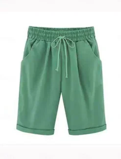 New Women's Lounge Shorts Pure Color Elastic Waist with Drawstring Simple Casual Comfort Home Daily Vacation Breathable Pocket Five-point Pants Women Shorts