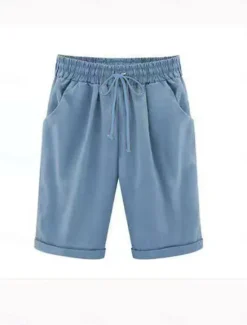 New Women's Lounge Shorts Pure Color Elastic Waist with Drawstring Simple Casual Comfort Home Daily Vacation Breathable Pocket Five-point Pants Women Shorts