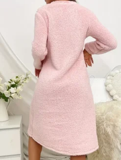 Hot Women's Loungewear Nightgown Heart Casual Comfort Home Sherpa Fleece Comfort Dress Embroidered Embroidery Fall Winter Home Outfits Women Sleepwear