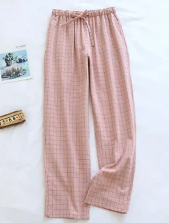 Hot Women's Loungewear Pants Lounge Pants Grid / Plaid Fashion Casual Soft Home Street Daily Cotton Breathable Long Pant Elastic Waist Fall Winter Home Outfits Women Sleepwear
