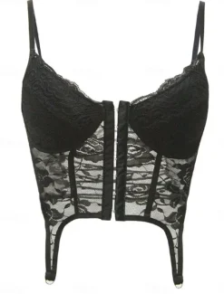 Sale Women's Loungewear Pure Color Corsets Carnival Party Valentine's Day Breathable Straps Sleeveless Lace Backless Chest pads Summer Spring Home Outfits Women Shapewear