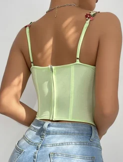 Sale Women's Loungewear Pure Color Corsets Carnival Party Valentine's Day Breathable Straps Sleeveless Lace Backless Summer Spring Home Outfits Women Shapewear