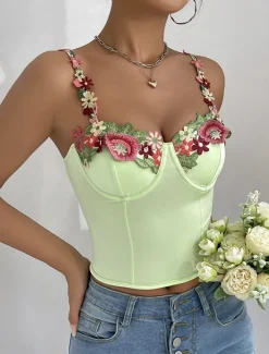 Sale Women's Loungewear Pure Color Corsets Carnival Party Valentine's Day Breathable Straps Sleeveless Lace Backless Summer Spring Home Outfits Women Shapewear