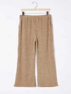 Women's Loungewear Sets Pure Color Casual Comfort Soft Home Daily Vacation Knit Breathable V Wire Long Sleeve Sweater Pant Fall Winter Home Outfits Women Pajama-Setter