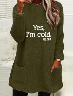 Best Women's Loungewear Top Letter Casual Comfort Home Street Bed Polar Fleece Warm Breathable Crew Neck Long Sleeve Pullover Pant Pocket Fall Winter Home Outfits Women Hoodies & Sweatshirts
