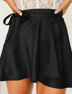 Best Women's Mardi Gras Skirt A Line Mini High Waist Skirts Bow Solid Colored Daily Holiday Summer Satin Fashion Casual Wine Black-White Black Pink Carnival Theme Women Skirts