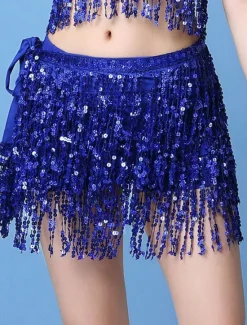 New Women's Mardi Gras Skirt Sparkly Skirt Mini White / Black Black White Yellow Skirts Summer Sequins Tassel Fringe Print Fashion Casual Performance Party One-Size Carnival Theme Women Skirts