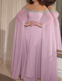 Clearance Women's Maxi Dress A Line Dress Off The Shoulder Dress Elegant Party Cocktail Party Wedding Guest Date Regular Fit Solid Color Long Sleeve Crew Neck Off Shoulder Pink Blue Summer Women Cocktail Dress