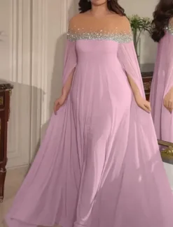 Clearance Women's Maxi Dress A Line Dress Off The Shoulder Dress Elegant Party Cocktail Party Wedding Guest Date Regular Fit Solid Color Long Sleeve Crew Neck Off Shoulder Pink Blue Summer Women Cocktail Dress