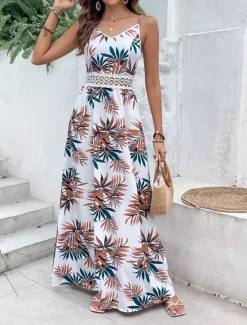 Hot Women's Maxi Dress A Line Dress Floral Dress Summer Dress Cami Dress Elegant Stylish Vacation Daily Date Regular Fit Floral Sleeveless V Neck Summer Women Spring Dresses