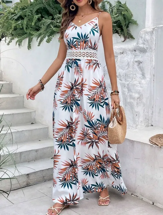 Hot Women's Maxi Dress A Line Dress Floral Dress Summer Dress Cami Dress Elegant Stylish Vacation Daily Date Regular Fit Floral Sleeveless V Neck Summer Women Spring Dresses