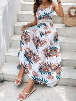Hot Women's Maxi Dress A Line Dress Floral Dress Summer Dress Cami Dress Elegant Stylish Vacation Daily Date Regular Fit Floral Sleeveless V Neck Summer Women Spring Dresses