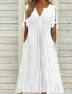 Outlet Women's Maxi Dress A Line Dress Summer Dress Casual Daily Regular Fit Graphic Short Sleeve V Neck Black White Navy Blue Purple Summer Women White Dresses