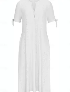 Outlet Women's Maxi Dress A Line Dress Summer Dress Casual Daily Regular Fit Graphic Short Sleeve V Neck Black White Navy Blue Purple Summer Women White Dresses