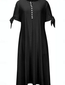 Outlet Women's Maxi Dress A Line Dress Summer Dress Casual Daily Regular Fit Graphic Short Sleeve V Neck Black White Navy Blue Purple Summer Women White Dresses