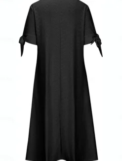 Outlet Women's Maxi Dress A Line Dress Summer Dress Casual Daily Regular Fit Graphic Short Sleeve V Neck Black White Navy Blue Purple Summer Women White Dresses