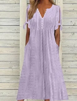 Outlet Women's Maxi Dress A Line Dress Summer Dress Casual Daily Regular Fit Graphic Short Sleeve V Neck Black White Navy Blue Purple Summer Women White Dresses