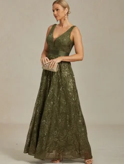 Outlet Women's Maxi Dress A Line Dress Backless Dress Elegant Party Birthday Solid Color Sleeveless V Neck Summer Spring Women Cocktail Dress