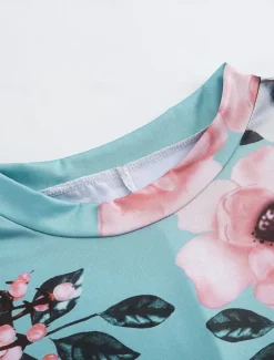 Best Women's Maxi Dress A Line Dress Vacation Casual Semi Formal Office Regular Fit Floral Short Sleeve Turtleneck Black Navy Blue Blue Summer Spring Fall Women Work Dresses|Floral Dresses
