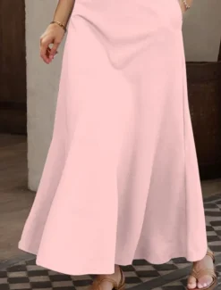 Sale Women's Maxi Dress A Line Dress Summer Dress Off The Shoulder Dress Vacation Casual Party Date Regular Fit Solid Color Graphic Sleeveless Square Neck Black White Pink Gray Summer Spring Women Sundresses