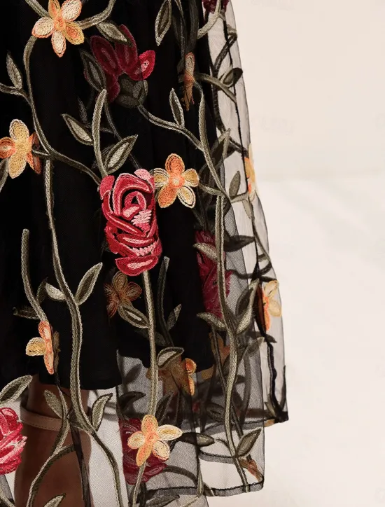 Best Women's Maxi Dress Dress A Line Dress Elegant Stylish Puff Sleeve Vacation Daily Loose Fit Floral Short Sleeve Crew Neck Summer Women Chiffon Dresses