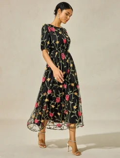 Best Women's Maxi Dress Dress A Line Dress Elegant Stylish Puff Sleeve Vacation Daily Loose Fit Floral Short Sleeve Crew Neck Summer Women Chiffon Dresses