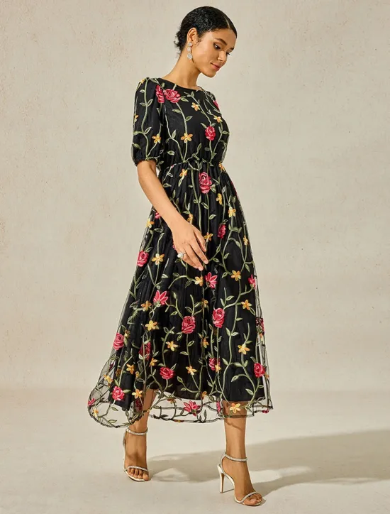 Best Women's Maxi Dress Dress A Line Dress Elegant Stylish Puff Sleeve Vacation Daily Loose Fit Floral Short Sleeve Crew Neck Summer Women Chiffon Dresses
