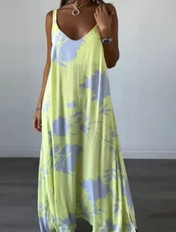 Online Women's Maxi Dress Casual Dress Slip Dress Stylish Casual Vacation Daily Regular Fit Floral Sleeveless Strap Black White Yellow Summer Women Spring Dresses