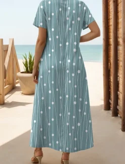 Online Women's Maxi Dress Casual Dress T Shirt Dress Tee Dress Sundress Streetwear Maxi Street Holiday Date Regular Fit Floral Short Sleeve Crew Neck Black White Pink Orange Summer Women T Shirt Dresses