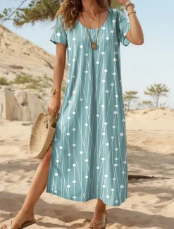 Online Women's Maxi Dress Casual Dress T Shirt Dress Tee Dress Sundress Streetwear Maxi Street Holiday Date Regular Fit Floral Short Sleeve Crew Neck Black White Pink Orange Summer Women T Shirt Dresses