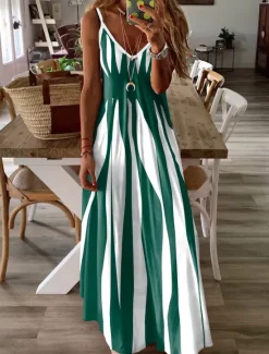 Sale Women's Maxi Dress Casual Dress Sundress Floral Dress Streetwear Flowy Vacation Street Casual Regular Fit Color Block Sleeveless Strap Navy Blue Blue Purple Summer Women Vacation Dresses