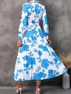 Clearance Women's Maxi Dress Casual Dress Wrap Dress A Line Dress Stylish Casual Vacation Daily Regular Fit Floral Long Sleeve V Neck Yellow Blue Summer Women Spring Dresses